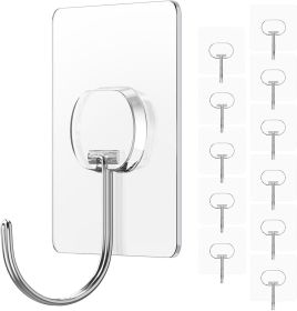 Large Adhesive Hooks for Hanging Heavy Duty Wall Hooks Self Adhesive Towel Coat Hooks Waterproof Transparent Hook for Bathroom Shower Kitchen Key