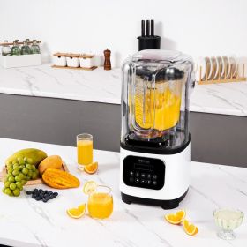 Professional Blender With Shield, Commercial Countertop Blenders, 68 Oz Jar Blender Combo, Stainless Steel 9 Speed & 5 Functions Blender, For Sha (Option: White)